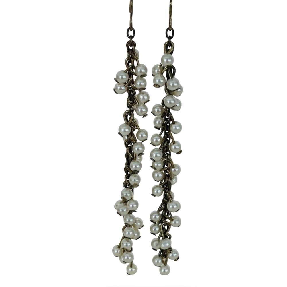 Gold and Seed Pearl Drop Earrings